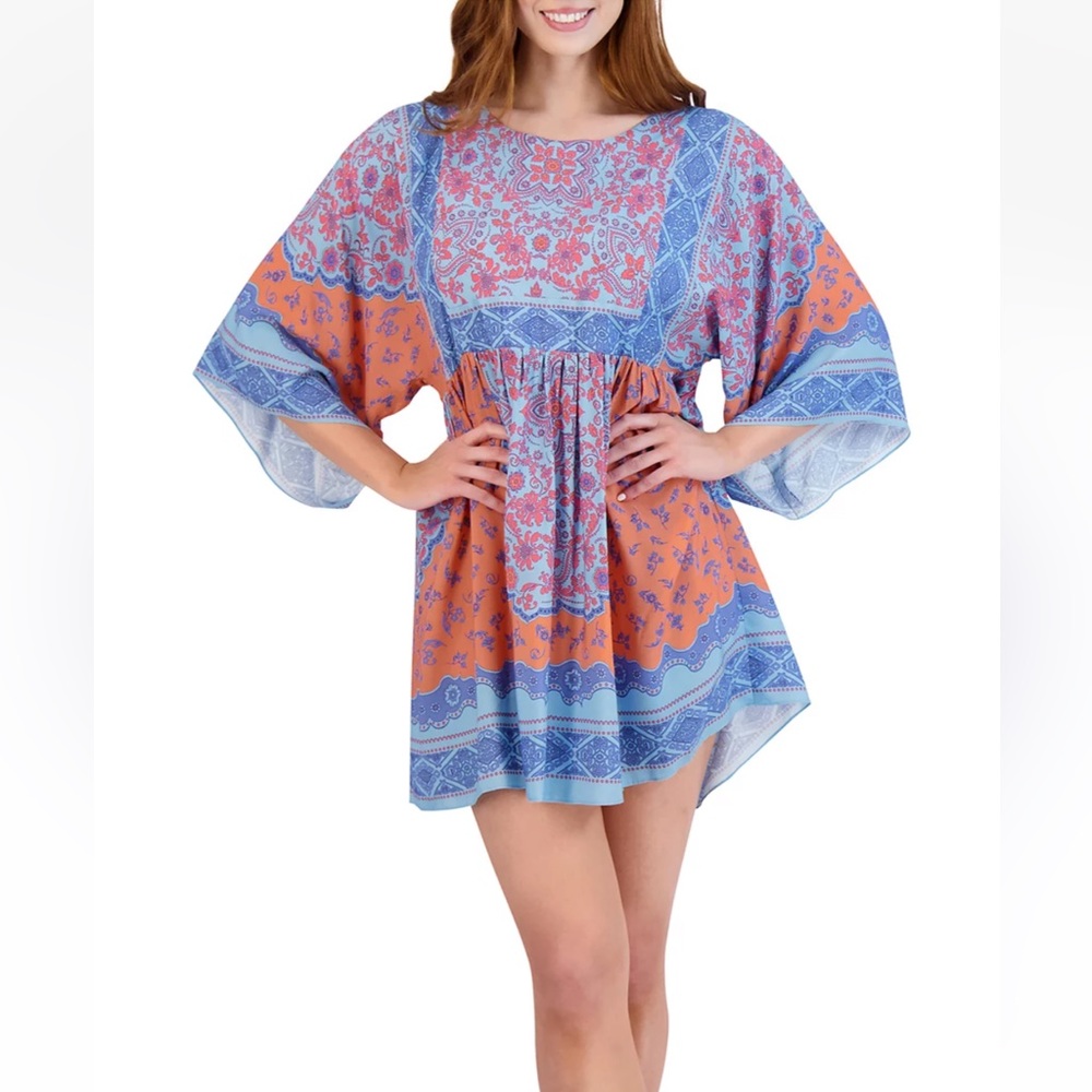 Robbie Bee Women's Kimono Sleeve Babydoll Dress - Size Medium